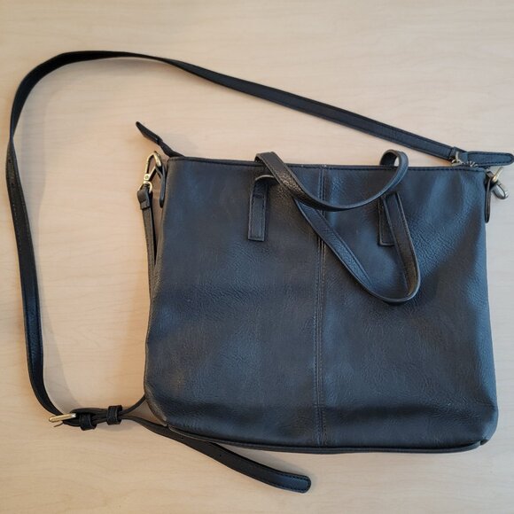 Joy Black Shoulder Purse with Floral Inside - Picture 1 of 6